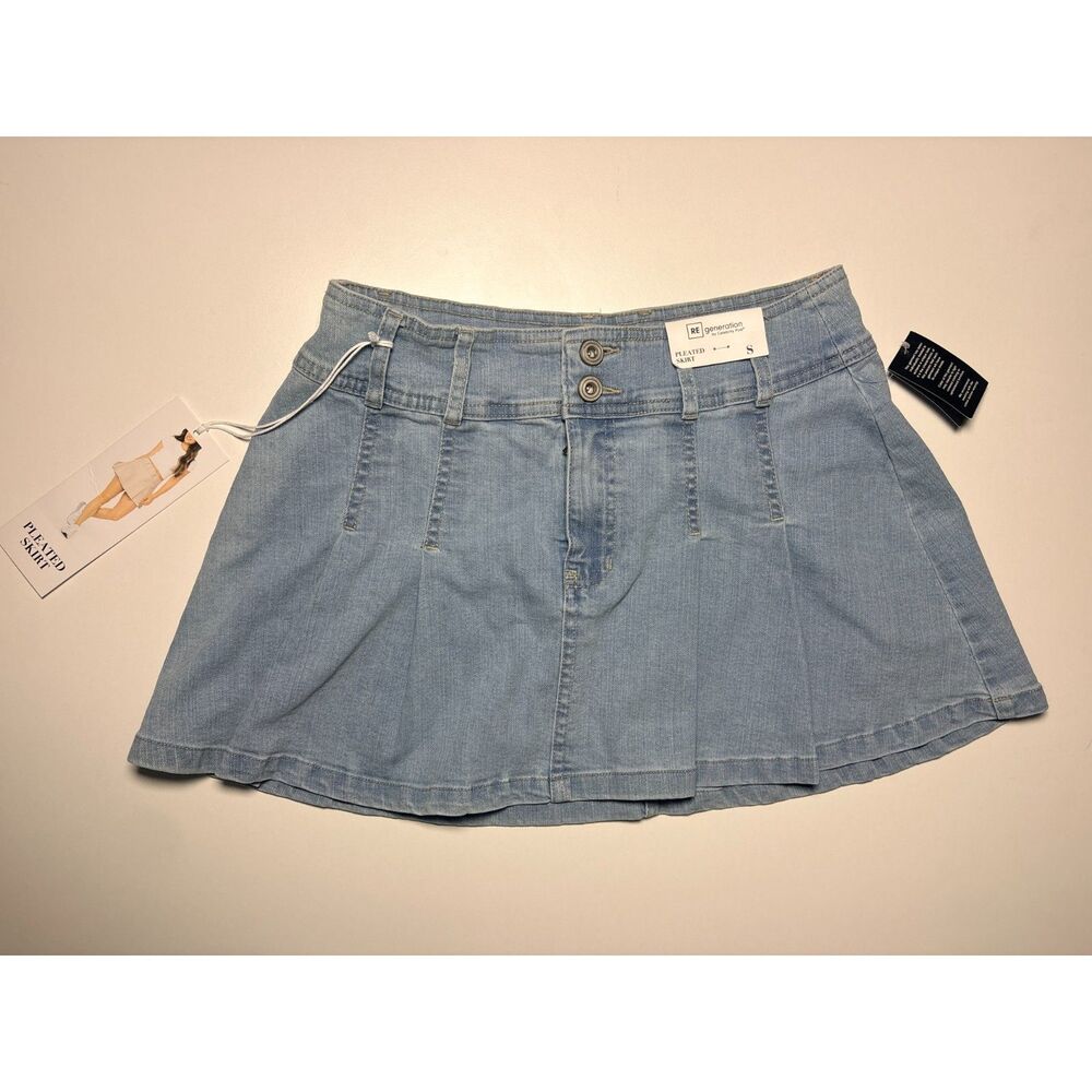 y2k Celebrity Pink Re Generation pleated denim skirt